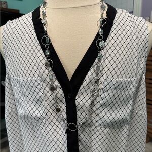 Black and White Women's Button Up Sleeveless Top